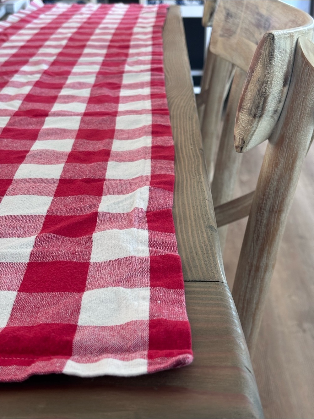 Red and White Buffalo Check Table Runner - Unbranded
